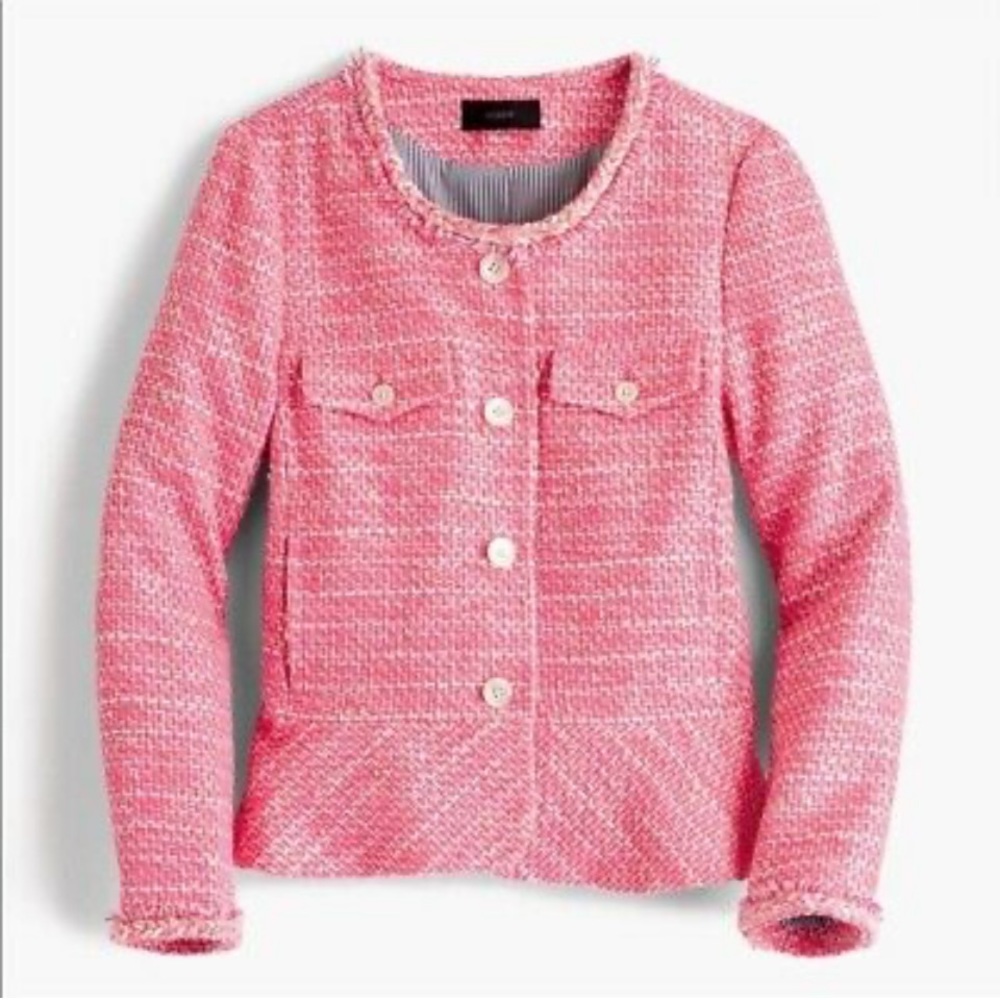 J.Crew peplum pink lady tweed blazer jacket